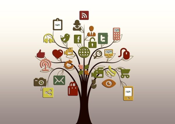 search engine optimization - seo - tree with tech leaves